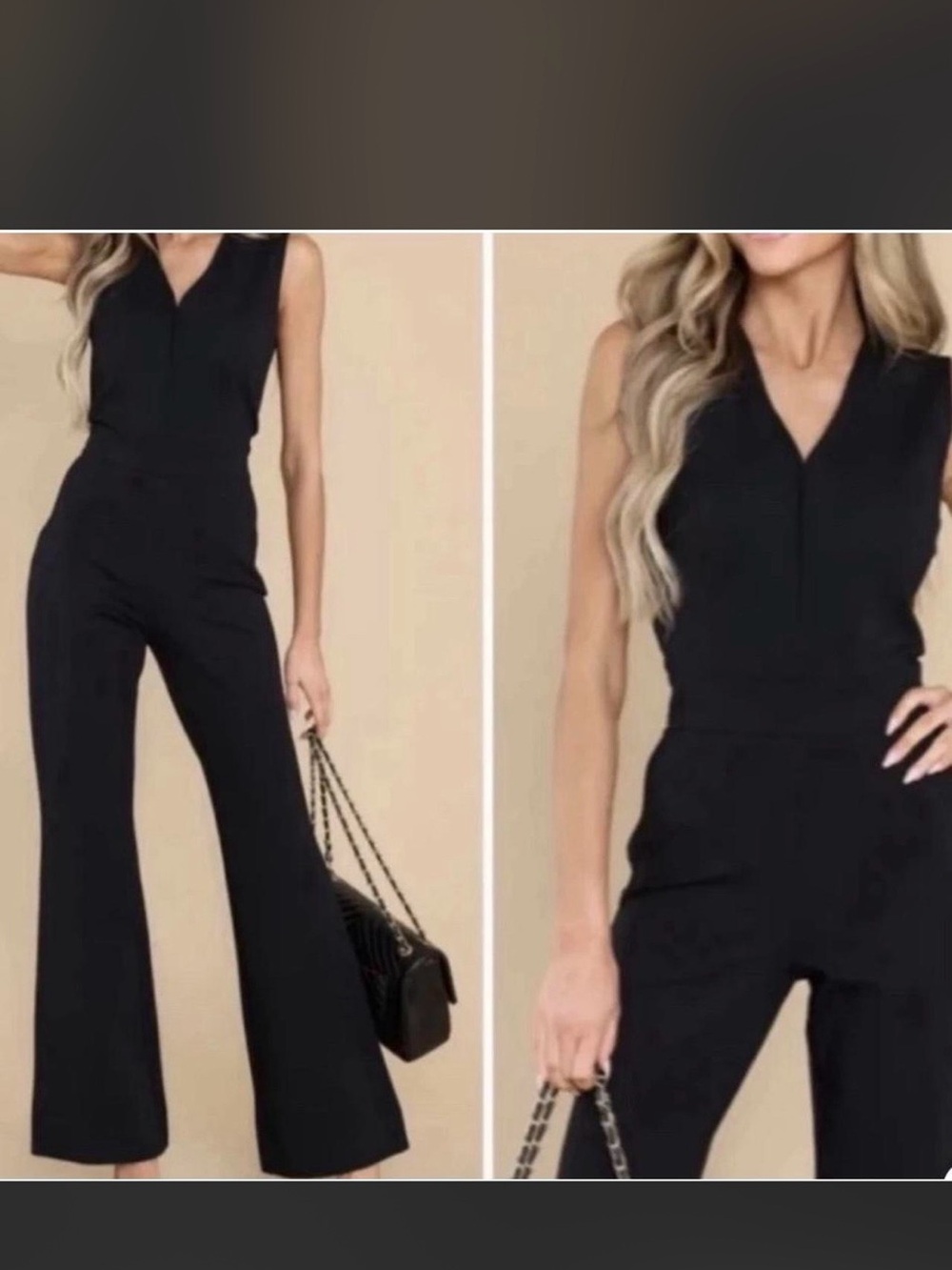 SPANX Black Sleeveless Flared Jumpsuit